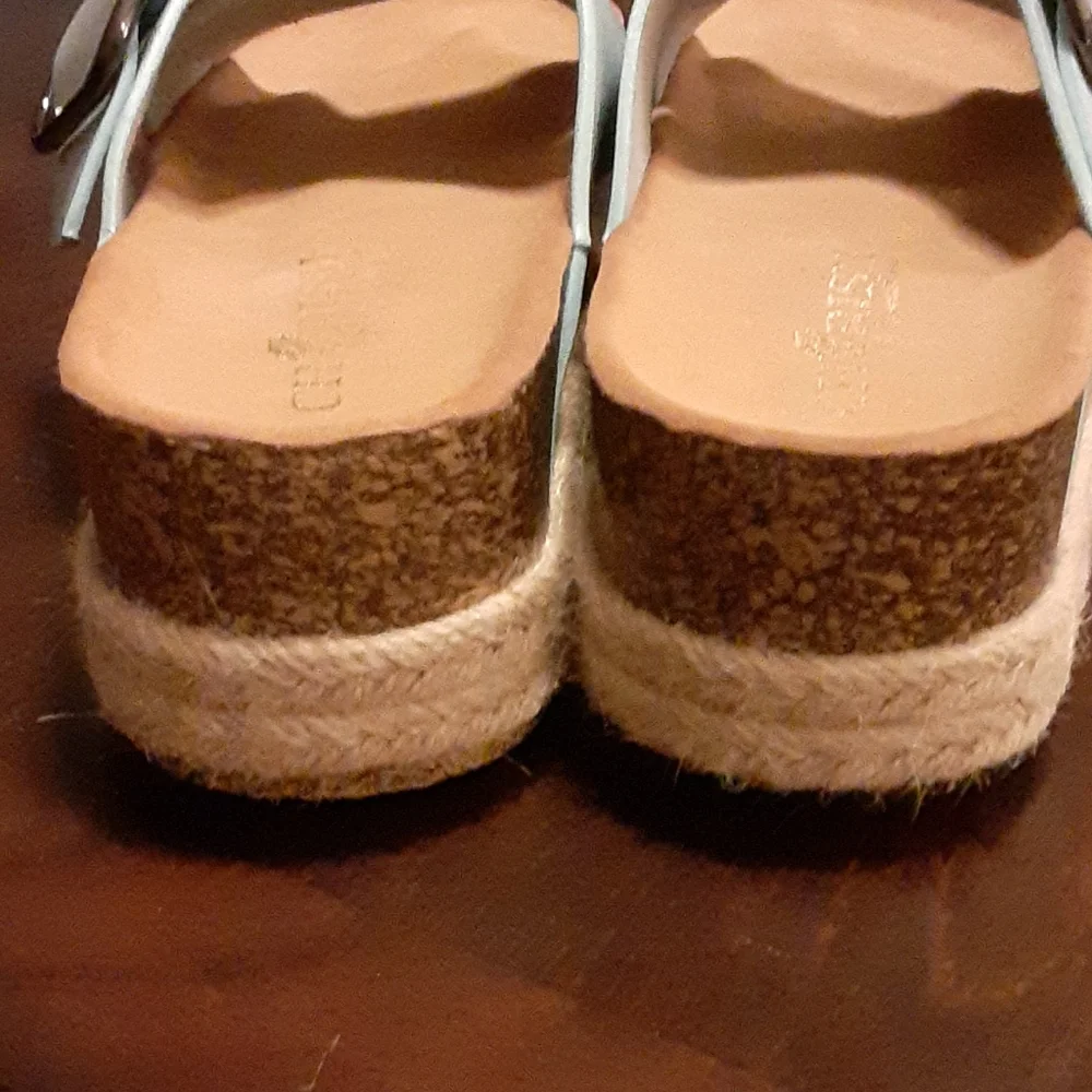 Cherish by Elegant Footwear baby blue platform adjustable buckle cork 7.5 NEW.…
